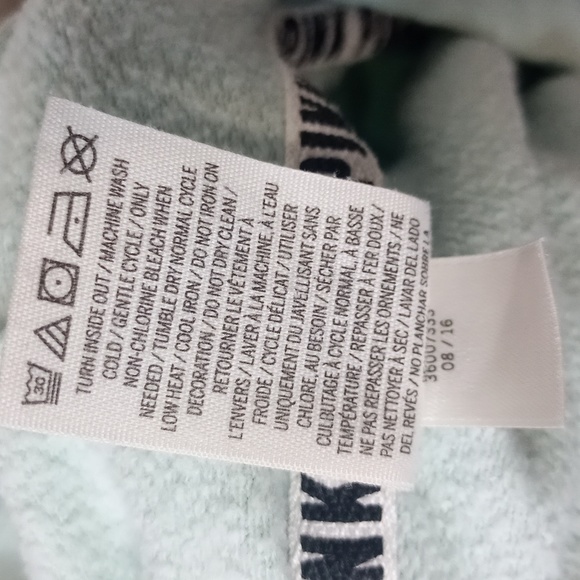 🍁 PINK Victoria's Secret Women's green pale PINK Classic Logo Hoodie Sz S - Picture 6 of 8